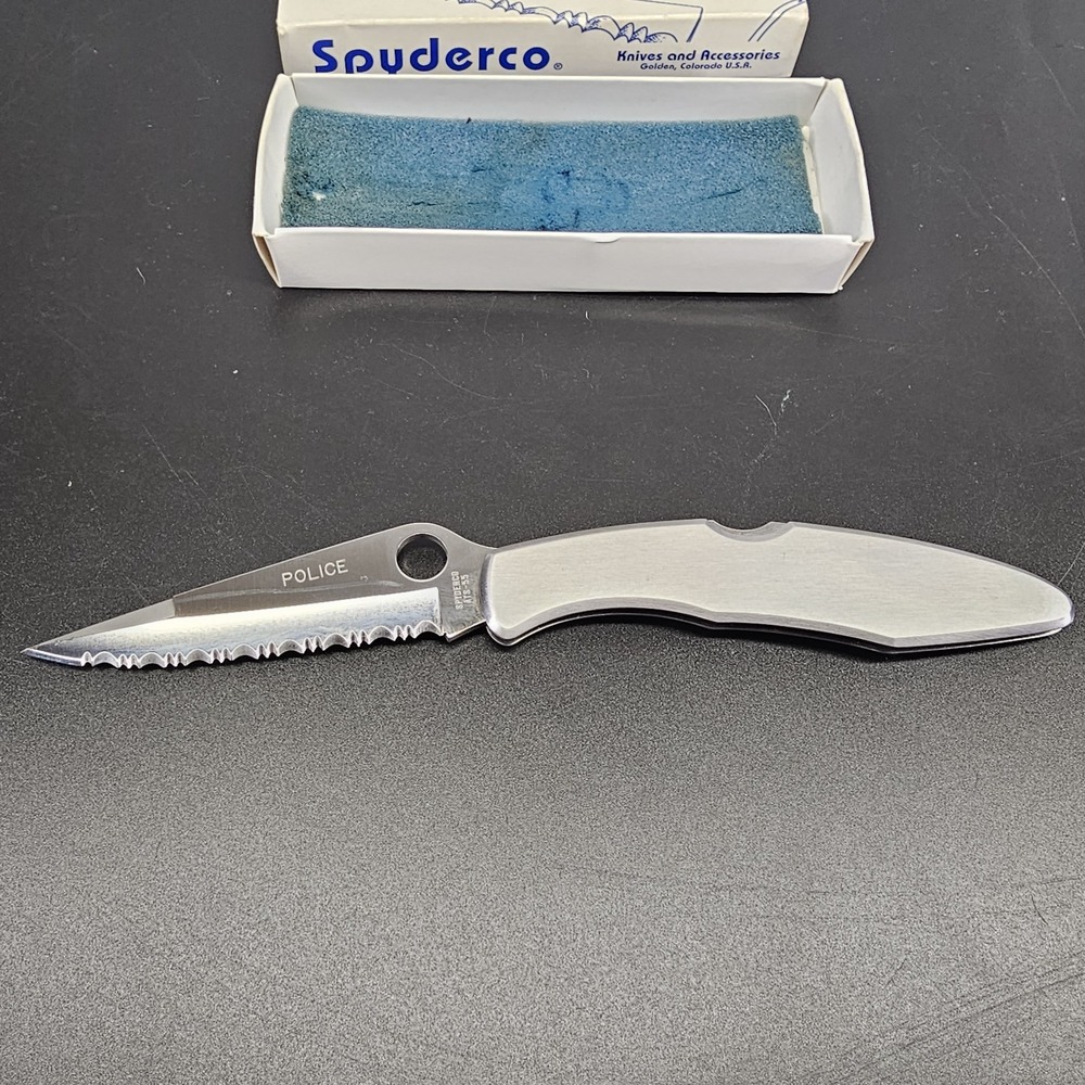 Rare Vintage New Condition Spyderco Police C07s C11p Ats-55 Seki City Japan C43p